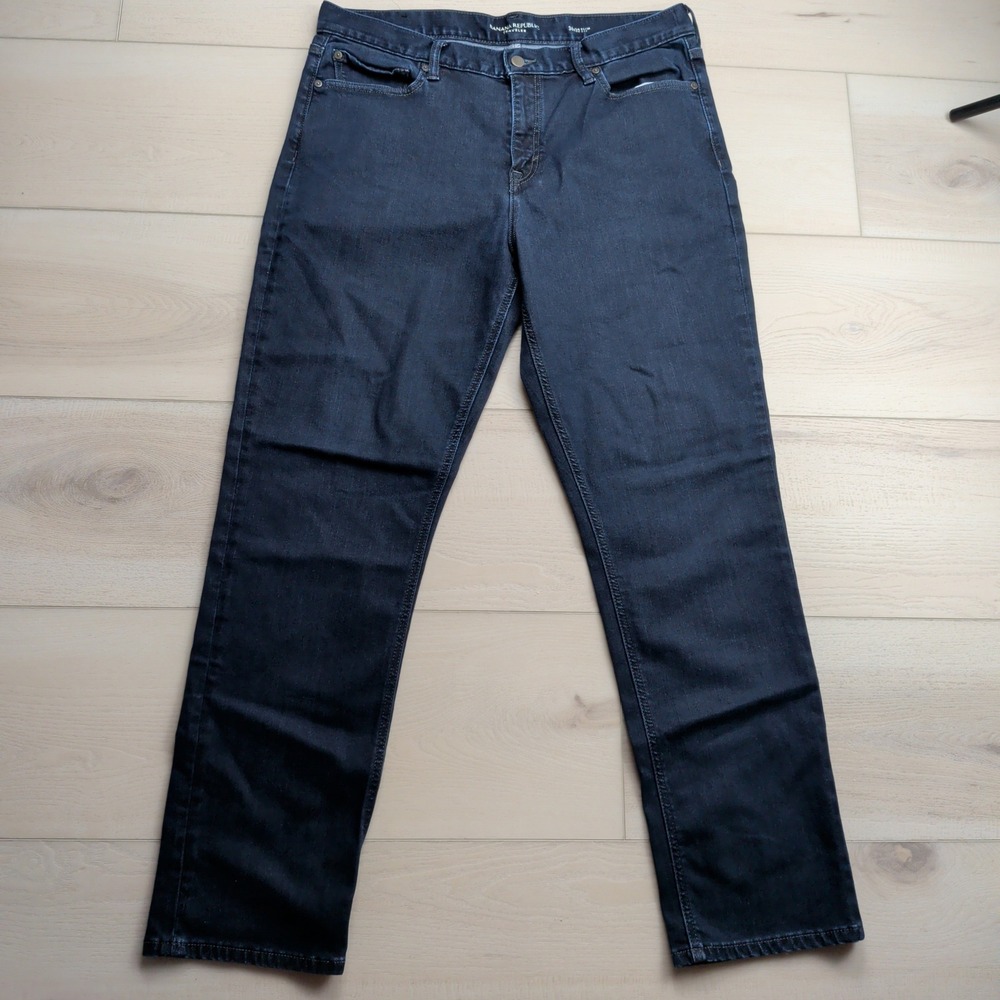 Banana Republic Traveler Jeans Mens 36x32 Slim Fit Dark Wash Indigo Denim Pants